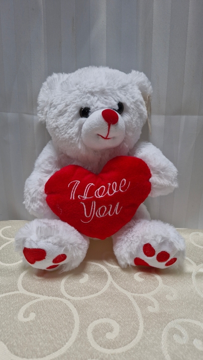 White i love you heart teddy